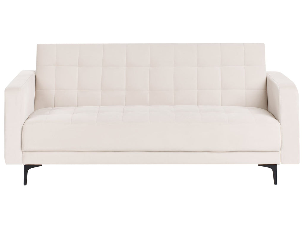 Sofa Bed ABERDEEN Velvet Light Beige 3 Seater