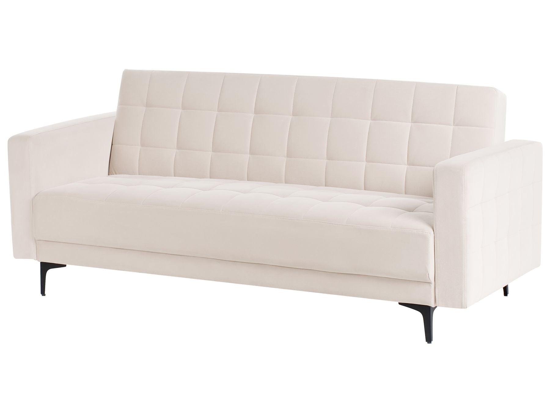 Sofa Bed ABERDEEN Velvet Light Beige 3 Seater