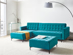 Modular Corner Sofa Bed ABERDEEN Velvet Sea Blue 4 Seater Right Hand
