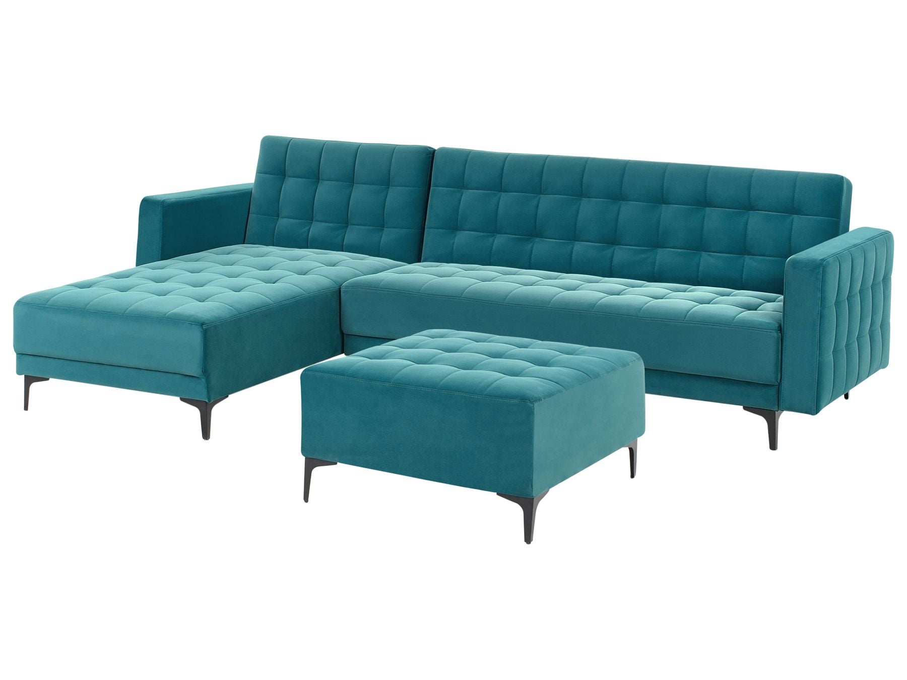 Modular Corner Sofa Bed ABERDEEN Velvet Sea Blue 4 Seater Right Hand