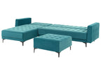 Modular Corner Sofa Bed ABERDEEN Velvet Sea Blue 4 Seater Right Hand