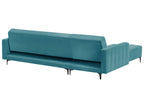 Modular Corner Sofa Bed ABERDEEN Velvet Sea Blue 4 Seater Right Hand