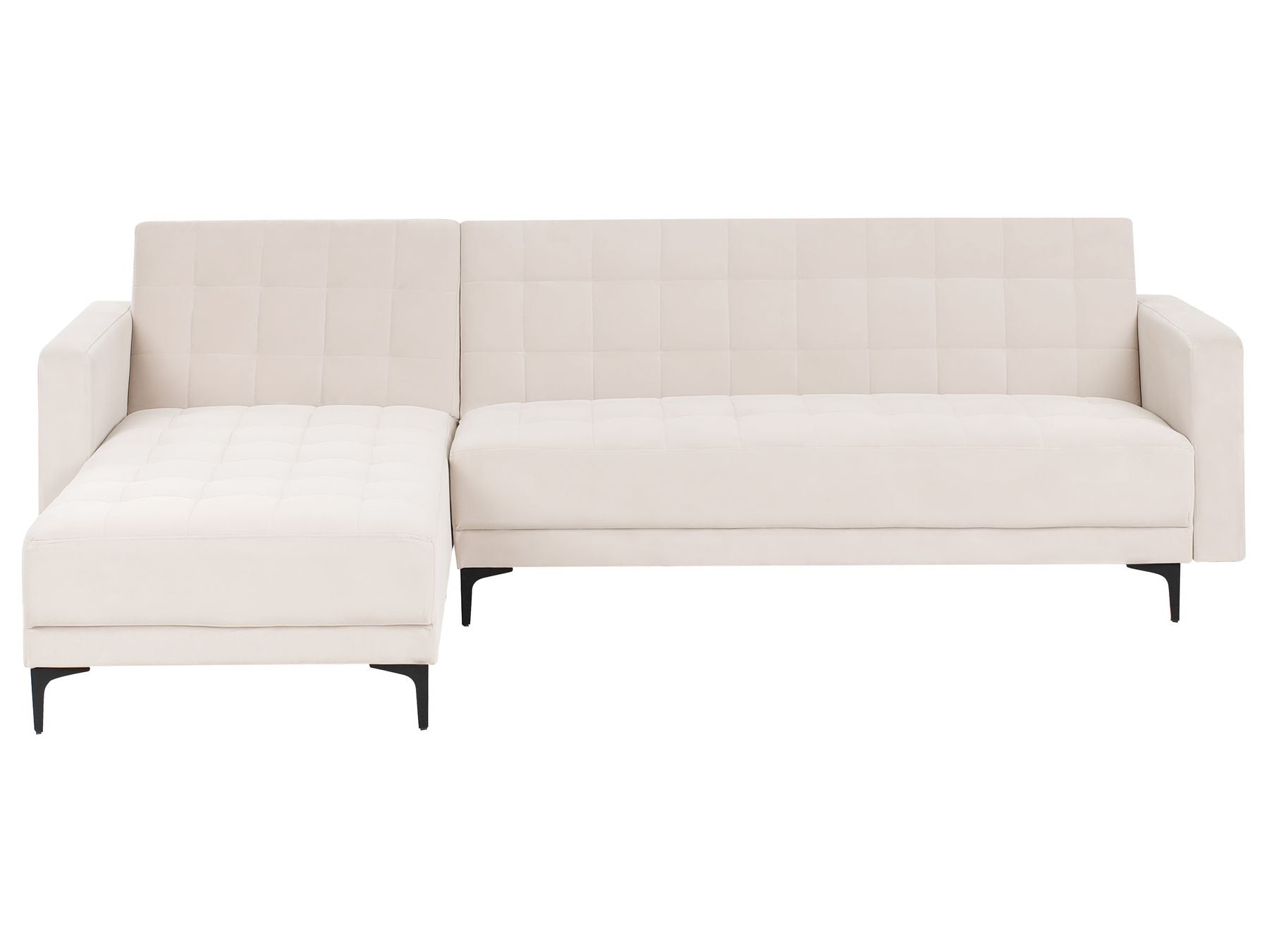 Modular Corner Sofa Bed ABERDEEN Velvet Light Beige 4 Seater Right Hand
