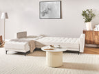Modular Corner Sofa Bed ABERDEEN Velvet Light Beige 4 Seater Right Hand