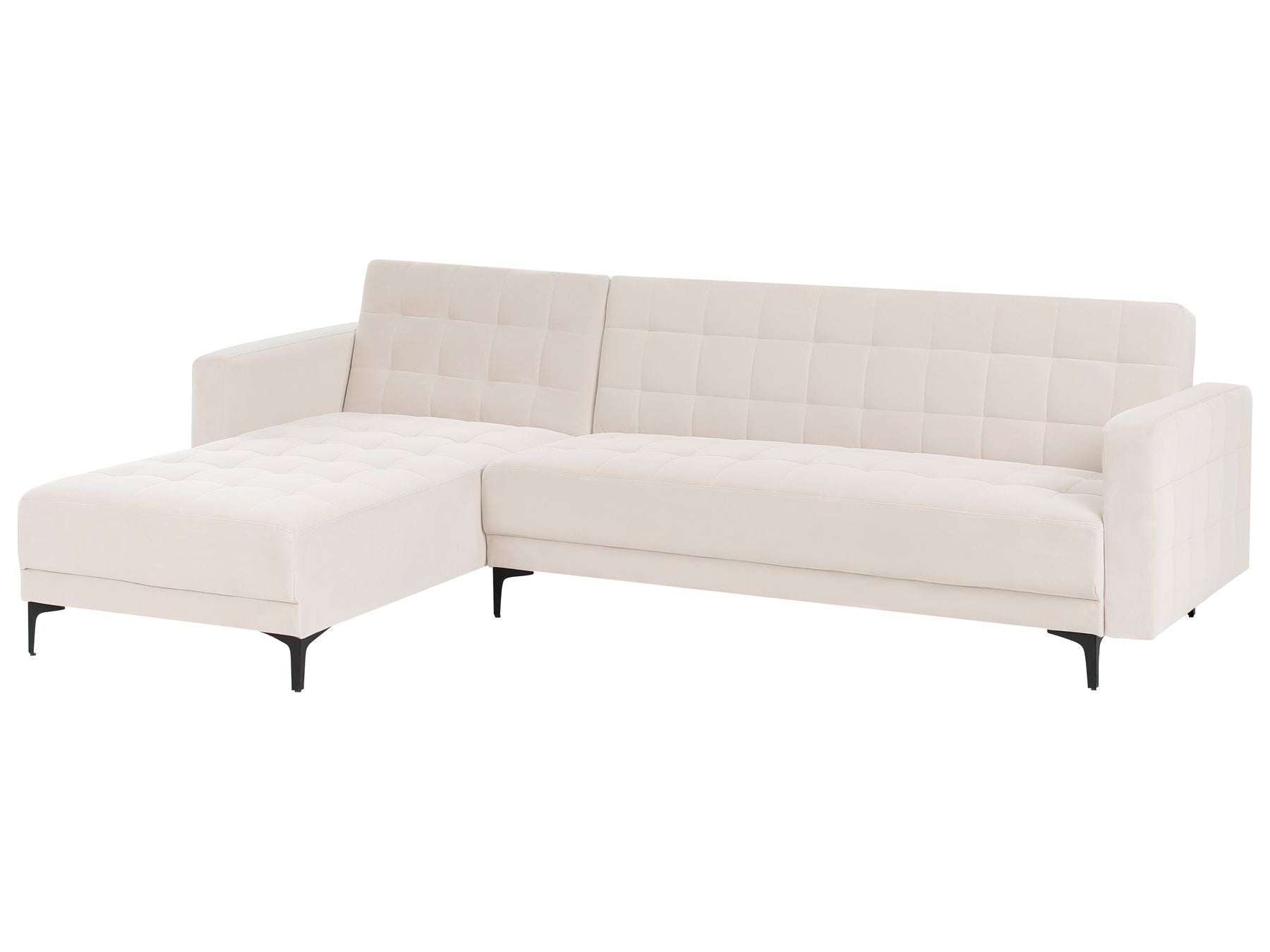 Modular Corner Sofa Bed ABERDEEN Velvet Light Beige 4 Seater Right Hand
