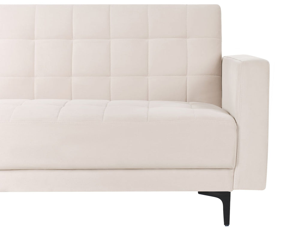 Modular Corner Sofa Bed ABERDEEN Velvet Light Beige 4 Seater Right Hand