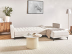Modular Corner Sofa Bed ABERDEEN Velvet Light Beige 4 Seater Left Hand