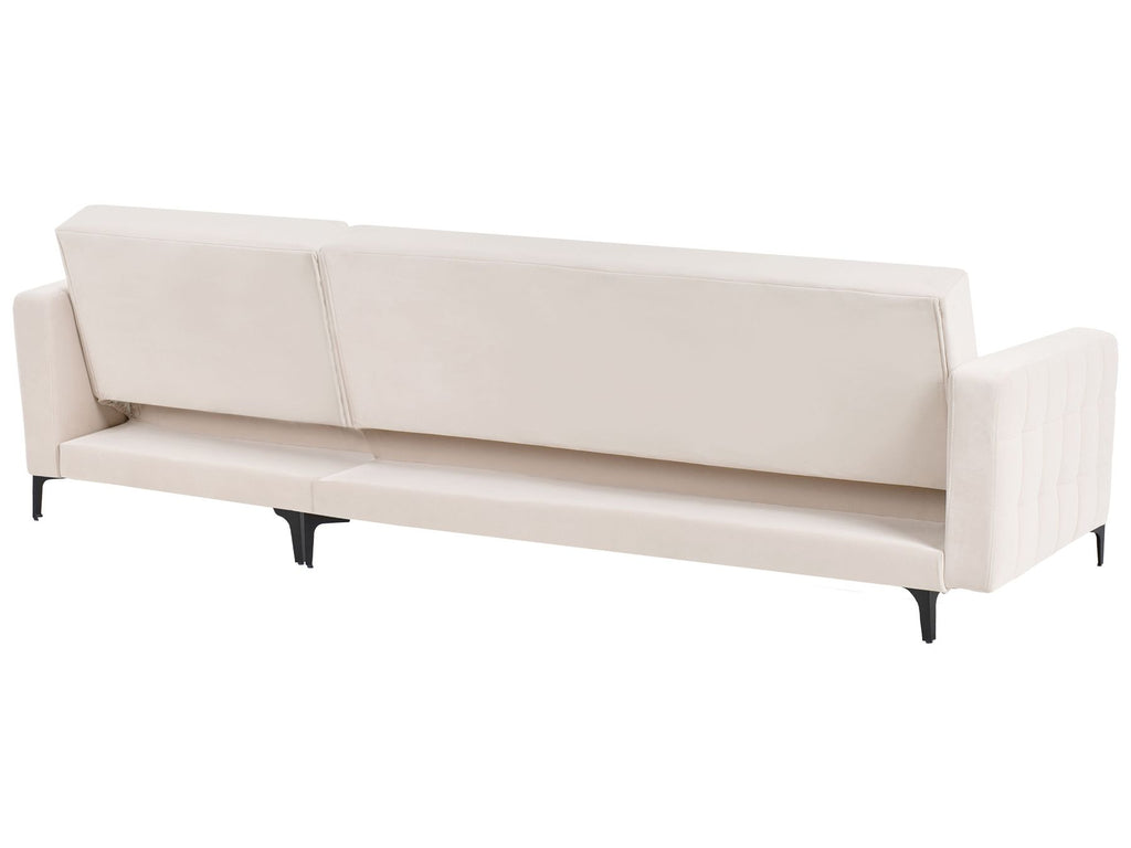 Modular Corner Sofa Bed ABERDEEN Velvet Light Beige 4 Seater Left Hand