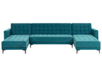 Modular U-Shape Sofa Bed ABERDEEN Velvet Sea Blue 5 Seater
