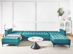 Modular U-Shape Sofa Bed ABERDEEN Velvet Sea Blue 5 Seater