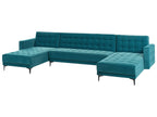 Modular U-Shape Sofa Bed ABERDEEN Velvet Sea Blue 5 Seater