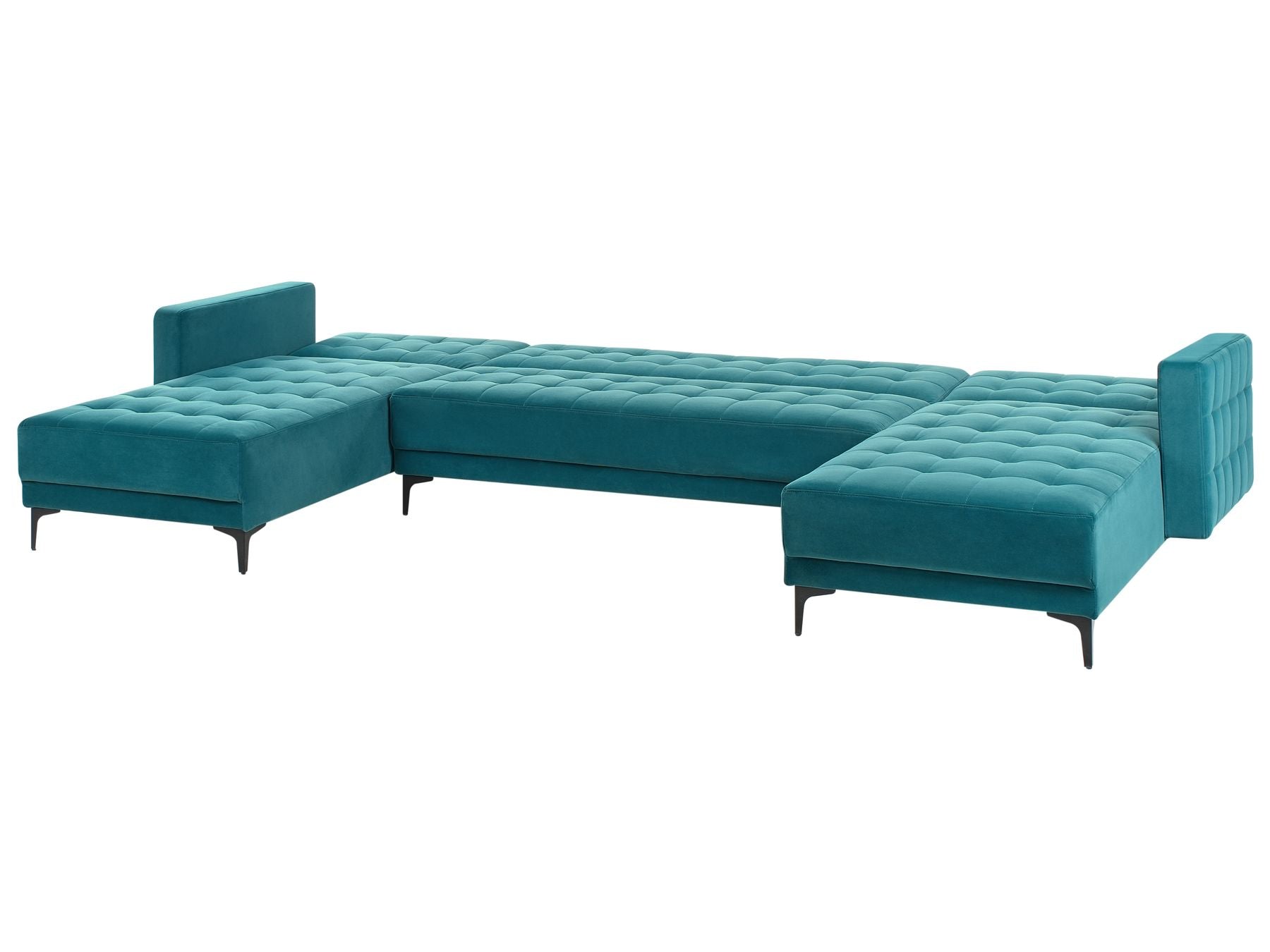 Modular U-Shape Sofa Bed ABERDEEN Velvet Sea Blue 5 Seater