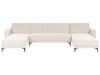 Modular U-Shape Sofa Bed Velvet Light Beige 5 Seater