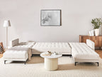 Modular U-Shape Sofa Bed ABERDEEN Velvet Light Beige 5 Seater
