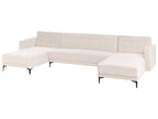 Modular U-Shape Sofa Bed ABERDEEN Velvet Light Beige 5 Seater