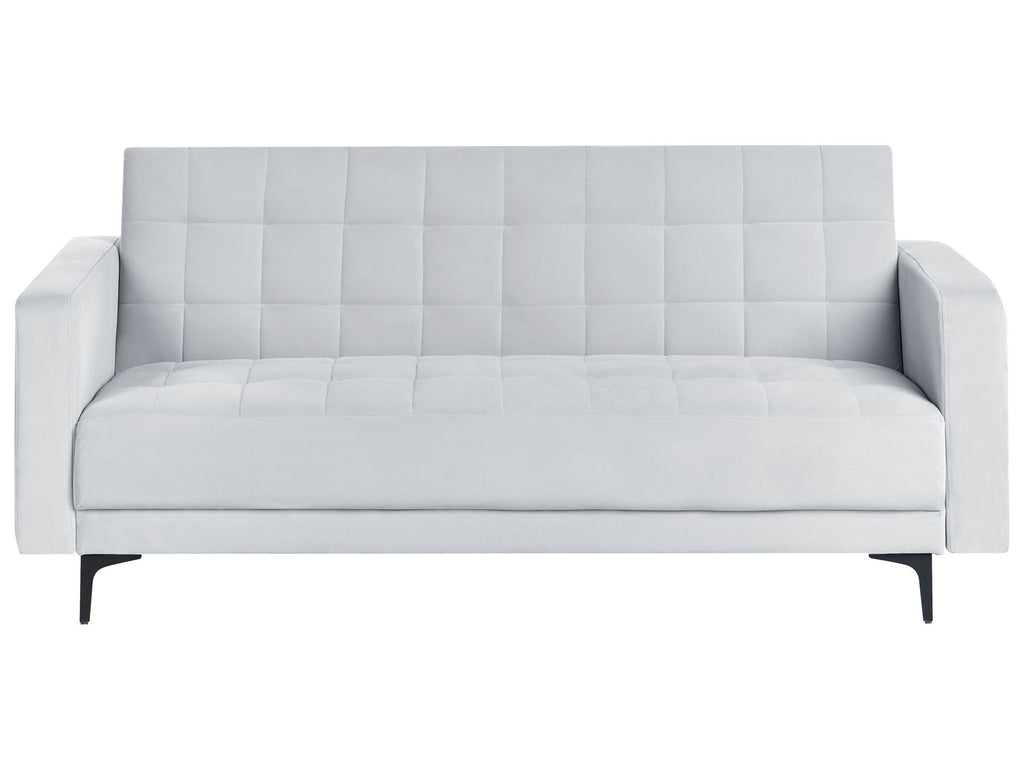 Sofa Bed ABERDEEN Velvet Light Grey 3 Seater