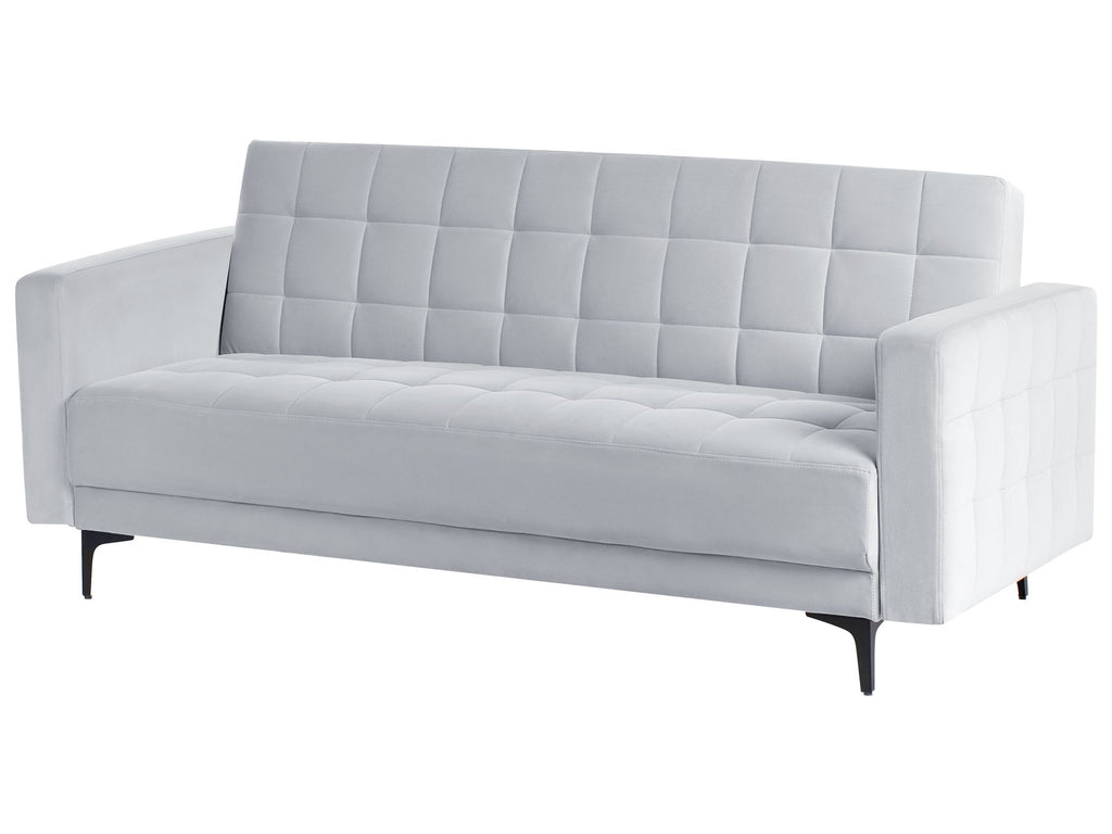 Sofa Bed ABERDEEN Velvet Light Grey 3 Seater