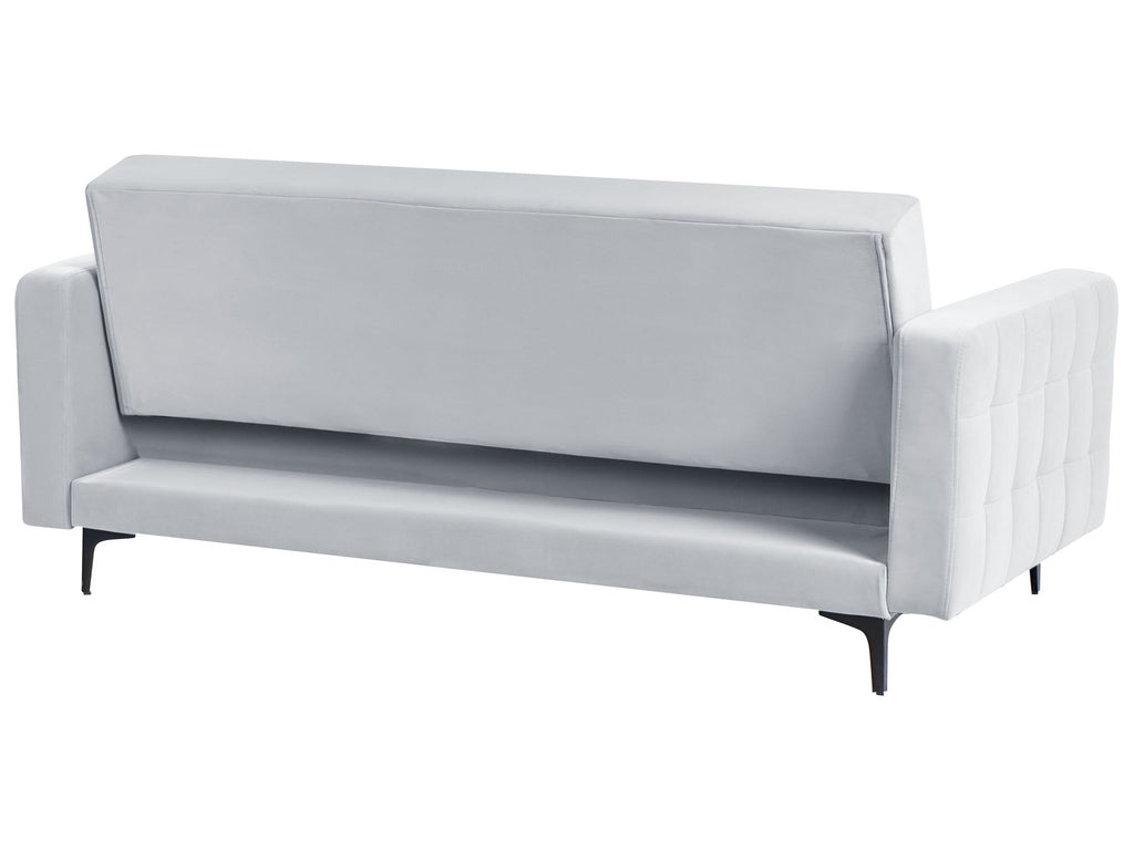 Sofa Bed ABERDEEN Velvet Light Grey 3 Seater