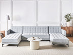 Modular U-Shape Sofa Bed ABERDEEN Velvet Light Grey 5 Seater