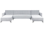 Modular U-Shape Sofa Bed ABERDEEN Velvet Light Grey 5 Seater