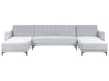 Modular U-Shape Sofa Bed Velvet Light Grey 5 Seater