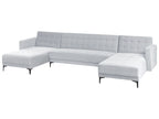 Modular U-Shape Sofa Bed ABERDEEN Velvet Light Grey 5 Seater