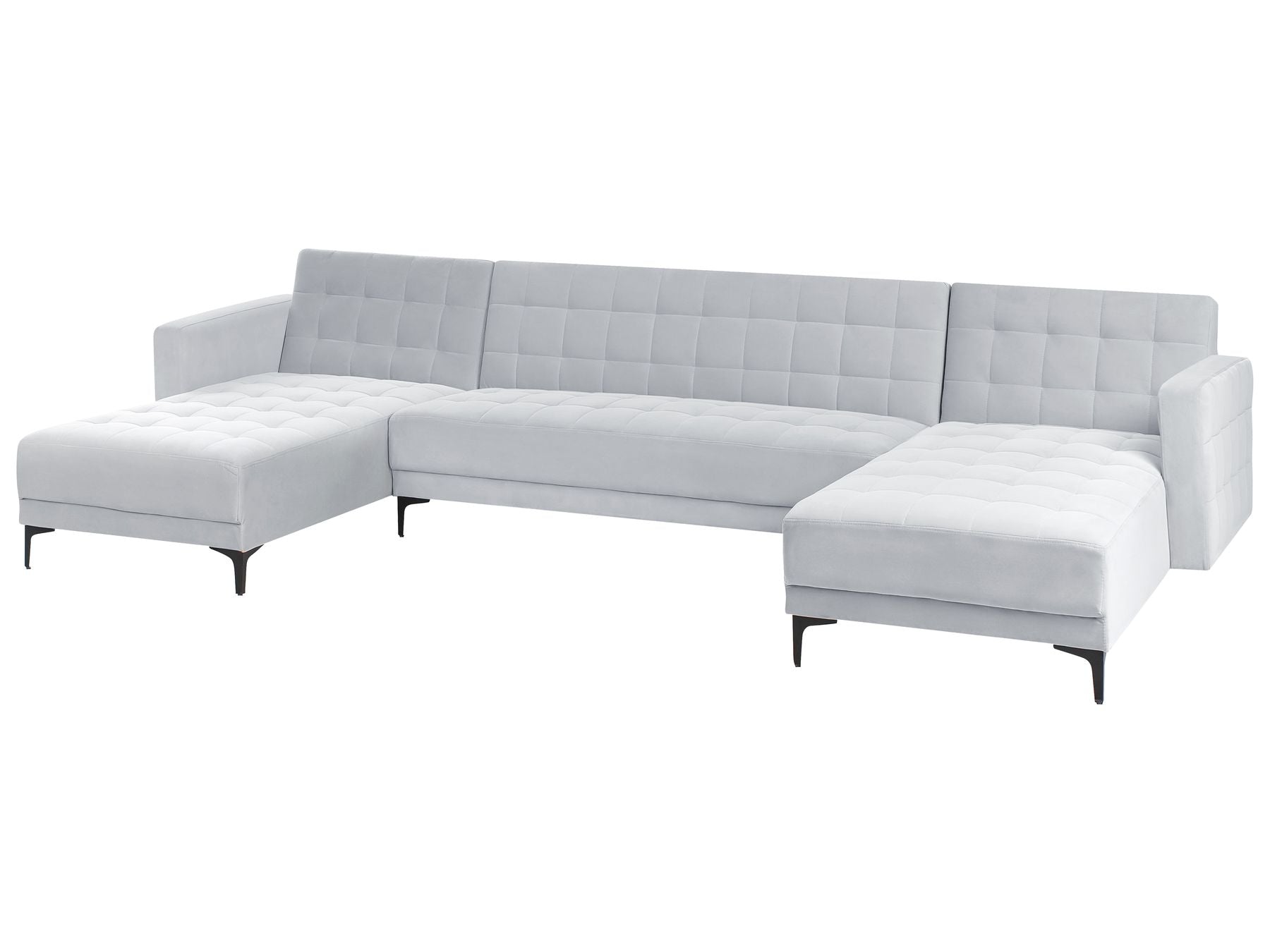 Modular U-Shape Sofa Bed ABERDEEN Velvet Light Grey 5 Seater