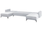 Modular U-Shape Sofa Bed ABERDEEN Velvet Light Grey 5 Seater