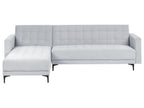 Modular Corner Sofa Bed ABERDEEN Velvet Light Grey 4 Seater Right Hand