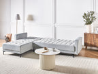 Modular Corner Sofa Bed ABERDEEN Velvet Light Grey 4 Seater Right Hand