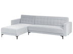 Modular Corner Sofa Bed ABERDEEN Velvet Light Grey 4 Seater Right Hand