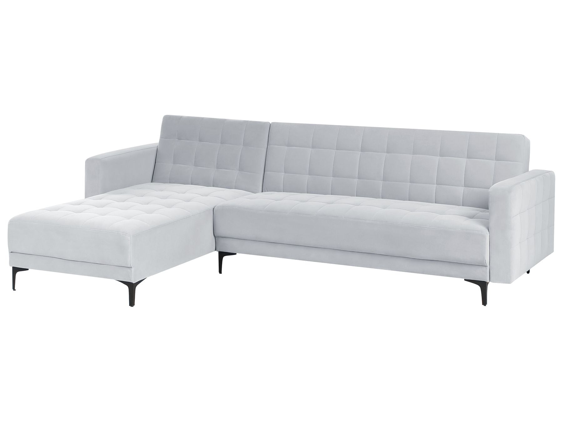 Modular Corner Sofa Bed ABERDEEN Velvet Light Grey 4 Seater Right Hand