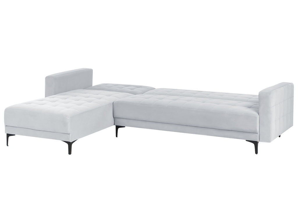 Modular Corner Sofa Bed ABERDEEN Velvet Light Grey 4 Seater Right Hand