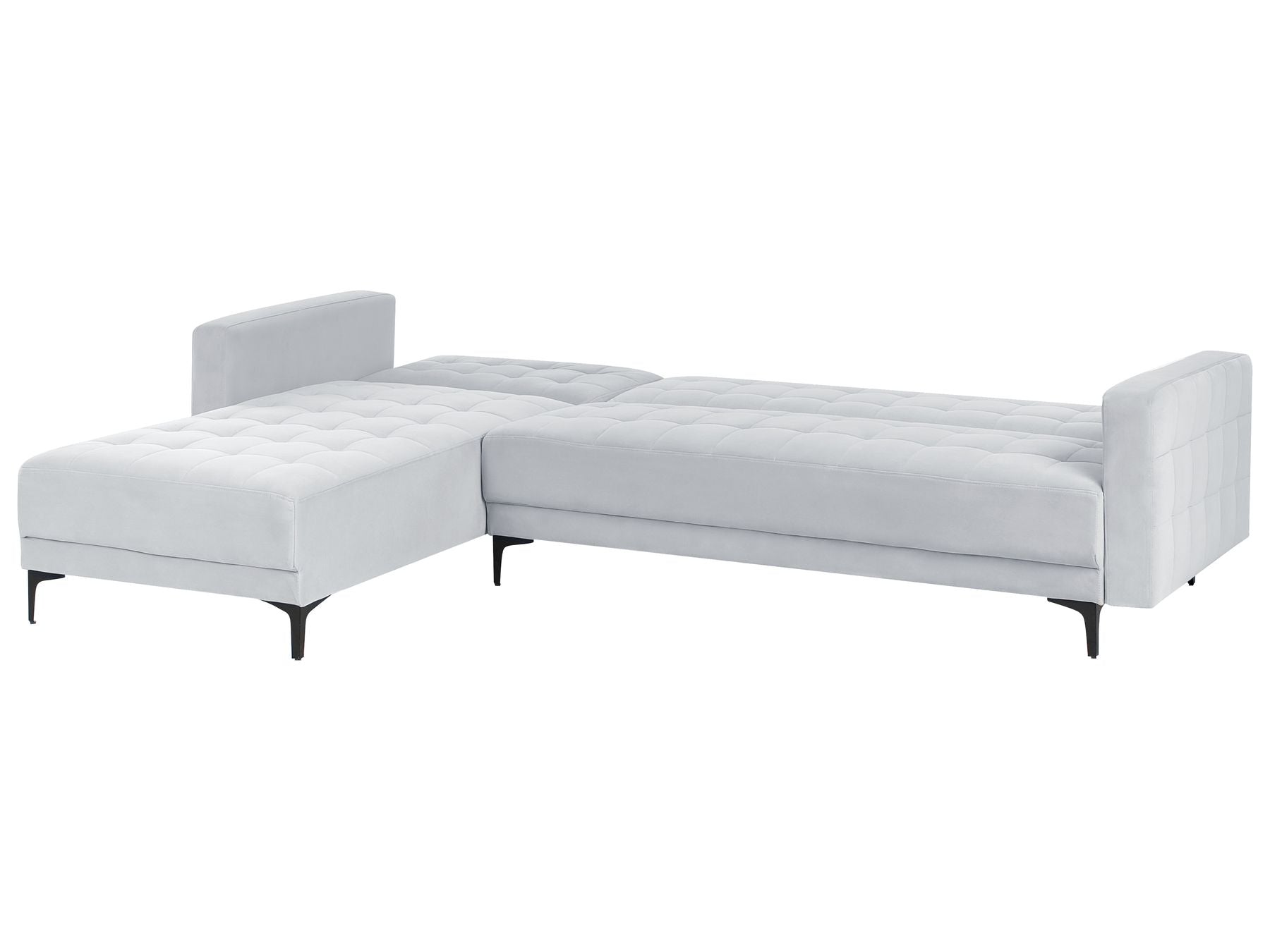 Modular Corner Sofa Bed ABERDEEN Velvet Light Grey 4 Seater Right Hand
