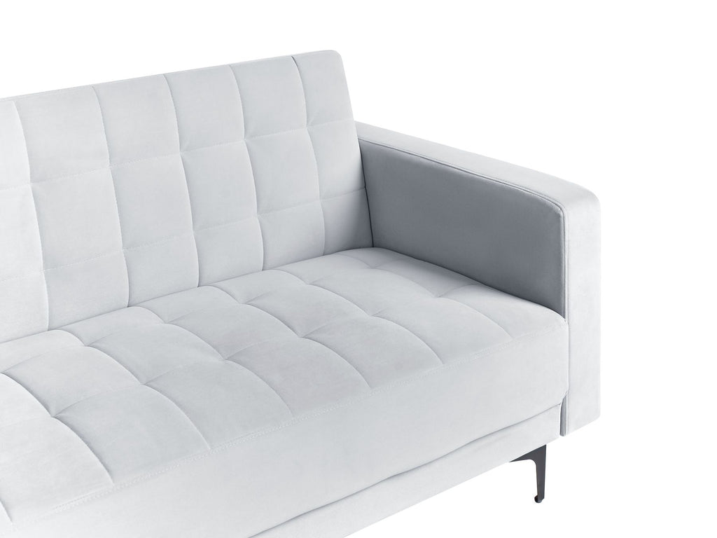 Sofa Bed ABERDEEN Velvet Light Grey 3 Seater