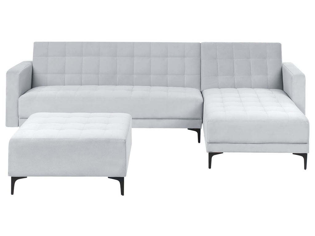 Modular Corner Sofa Bed ABERDEEN Velvet Light Grey 4 Seater Left Hand