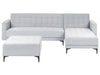 Modular Corner Sofa Bed Velvet Light Grey 4 Seater Left Hand