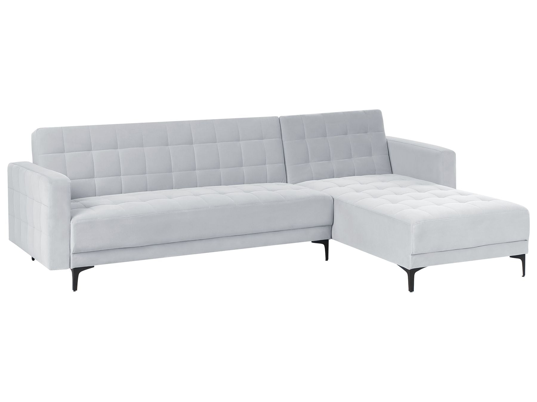 Modular Corner Sofa Bed ABERDEEN Velvet Light Grey 4 Seater Left Hand
