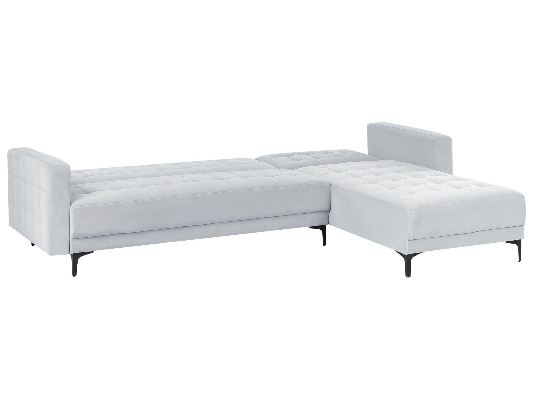 Modular Corner Sofa Bed ABERDEEN Velvet Light Grey 4 Seater Left Hand