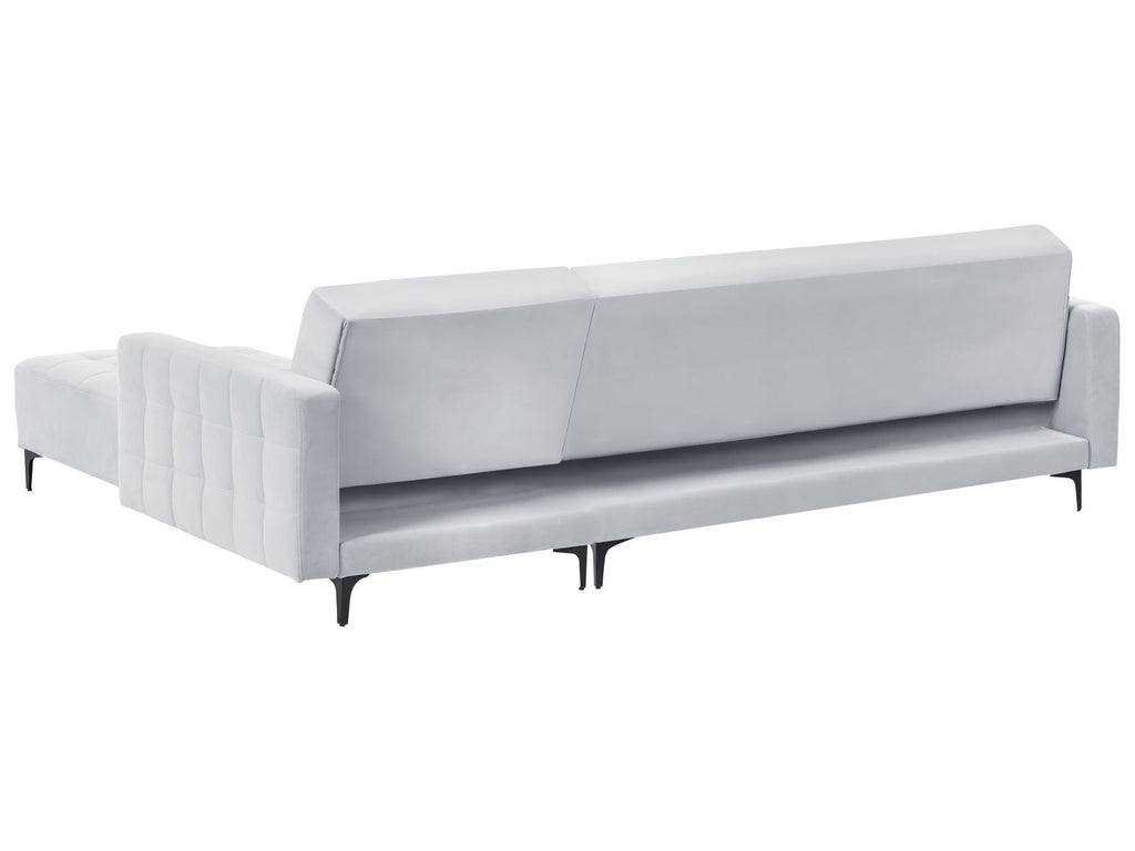 Modular Corner Sofa Bed ABERDEEN Velvet Light Grey 4 Seater Left Hand