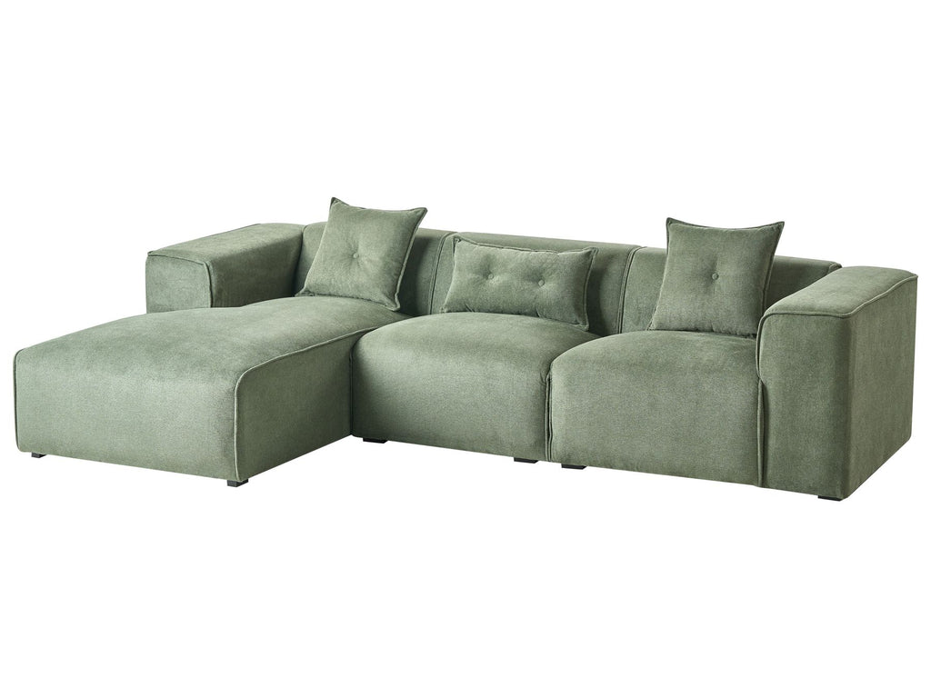 Corner Sofa DOLVA Chenille Dark Green 3 Seater Right Hand