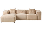Corner Sofa DOLVA Corduroy Beige 3 Seater Right Hand