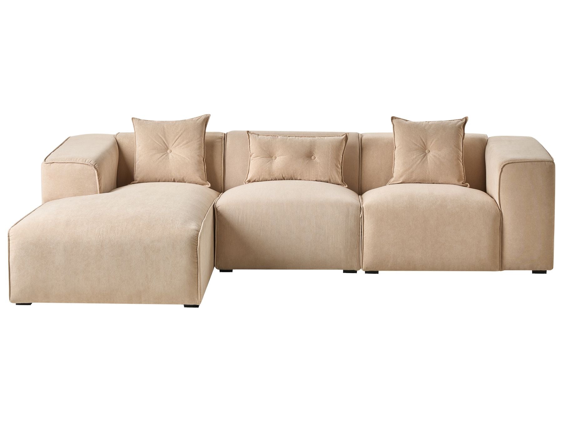 Corner Sofa DOLVA Corduroy Beige 3 Seater Right Hand
