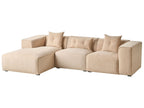 Corner Sofa DOLVA Corduroy Beige 3 Seater Right Hand