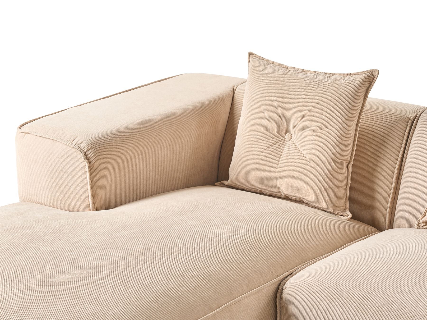 Corner Sofa DOLVA Corduroy Beige 3 Seater Right Hand