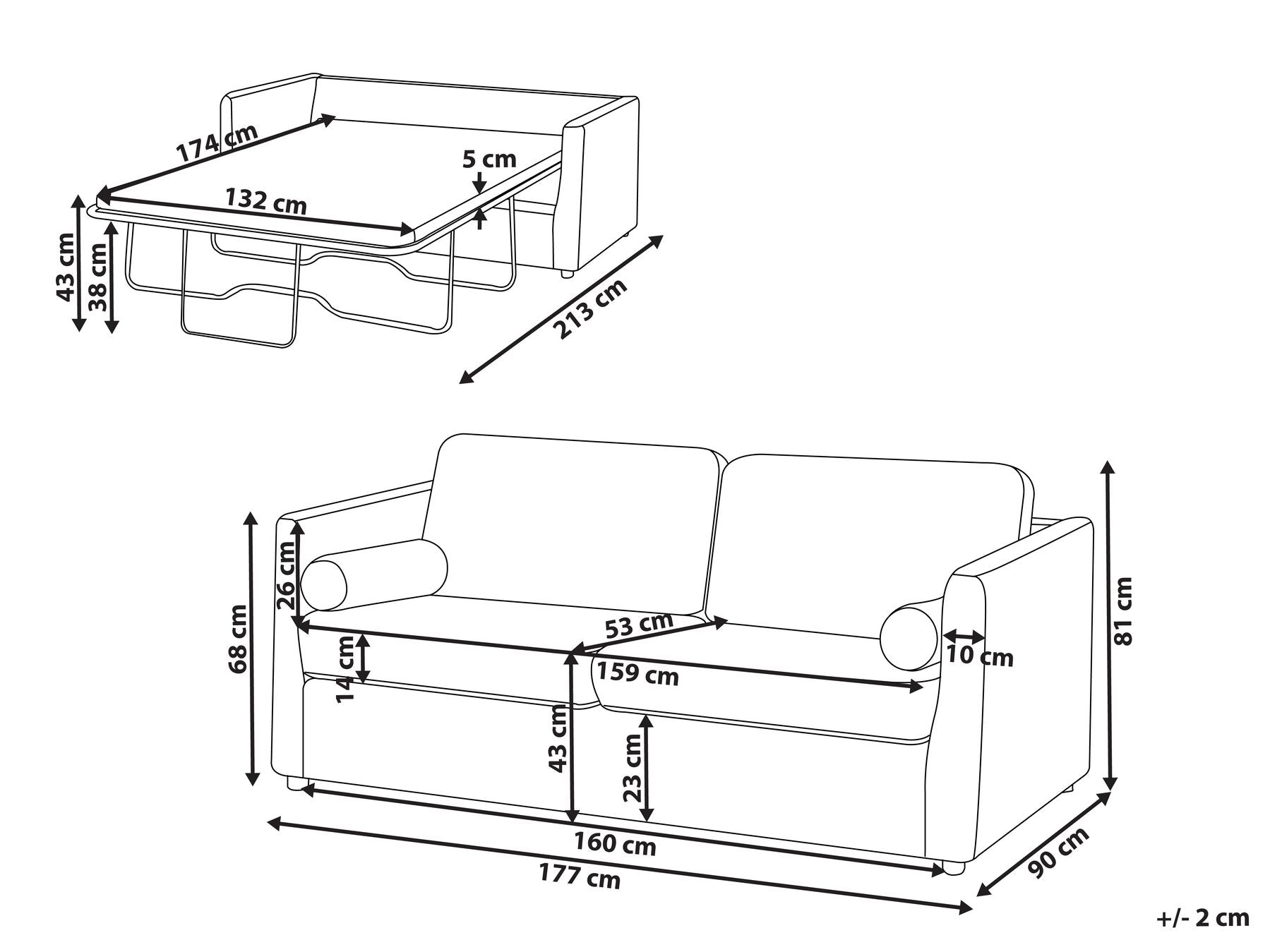 Sofa Bed Off White INKOO