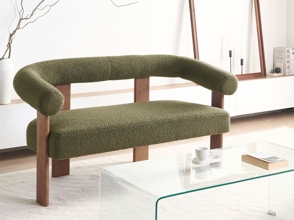 Sofa ILBRO Boucle Green/ Dark Brown 2 Seater