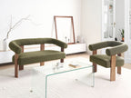 Sofa ILBRO Boucle Green/ Dark Brown 2 Seater