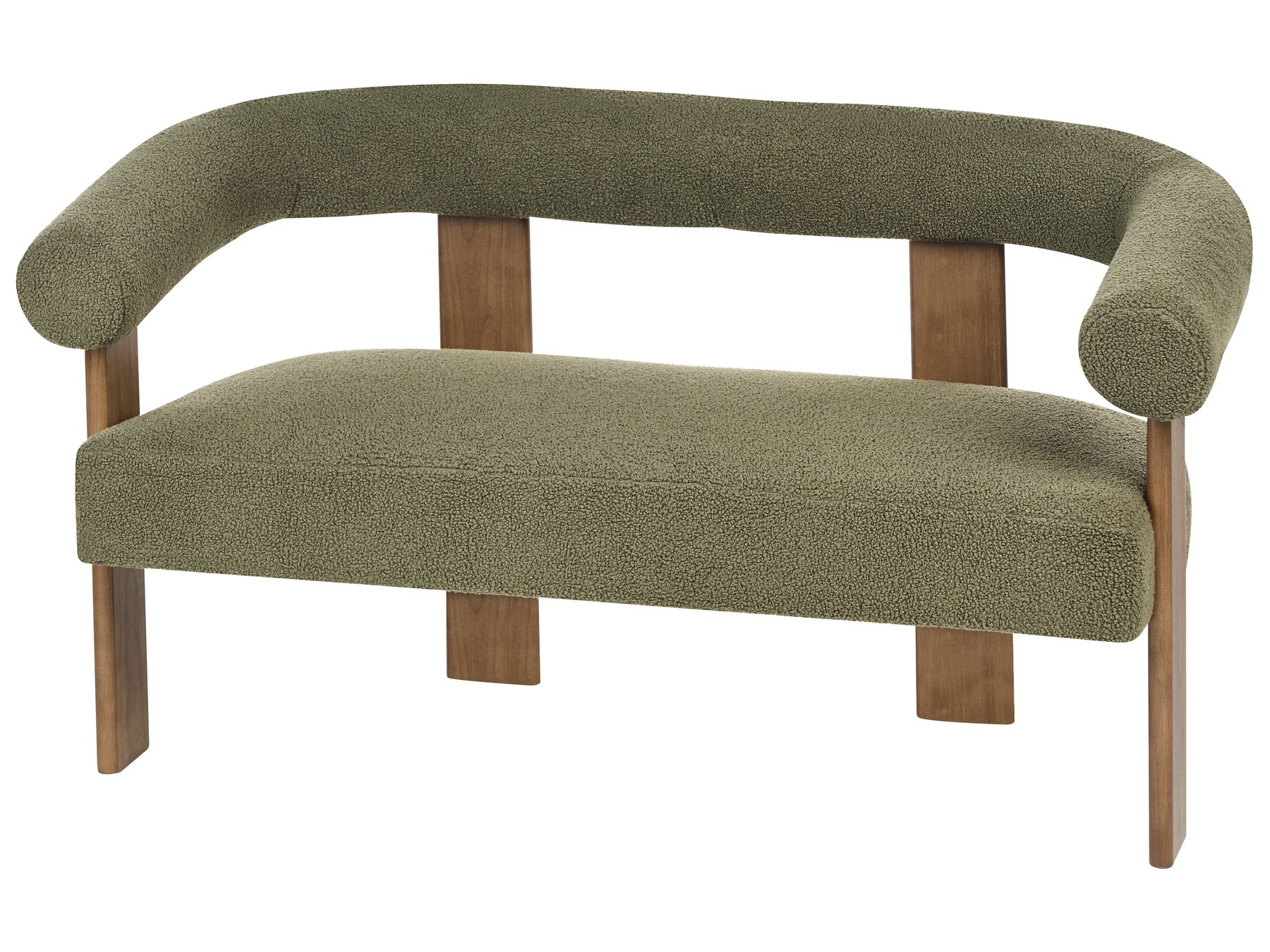 Sofa ILBRO Boucle Green/ Dark Brown 2 Seater