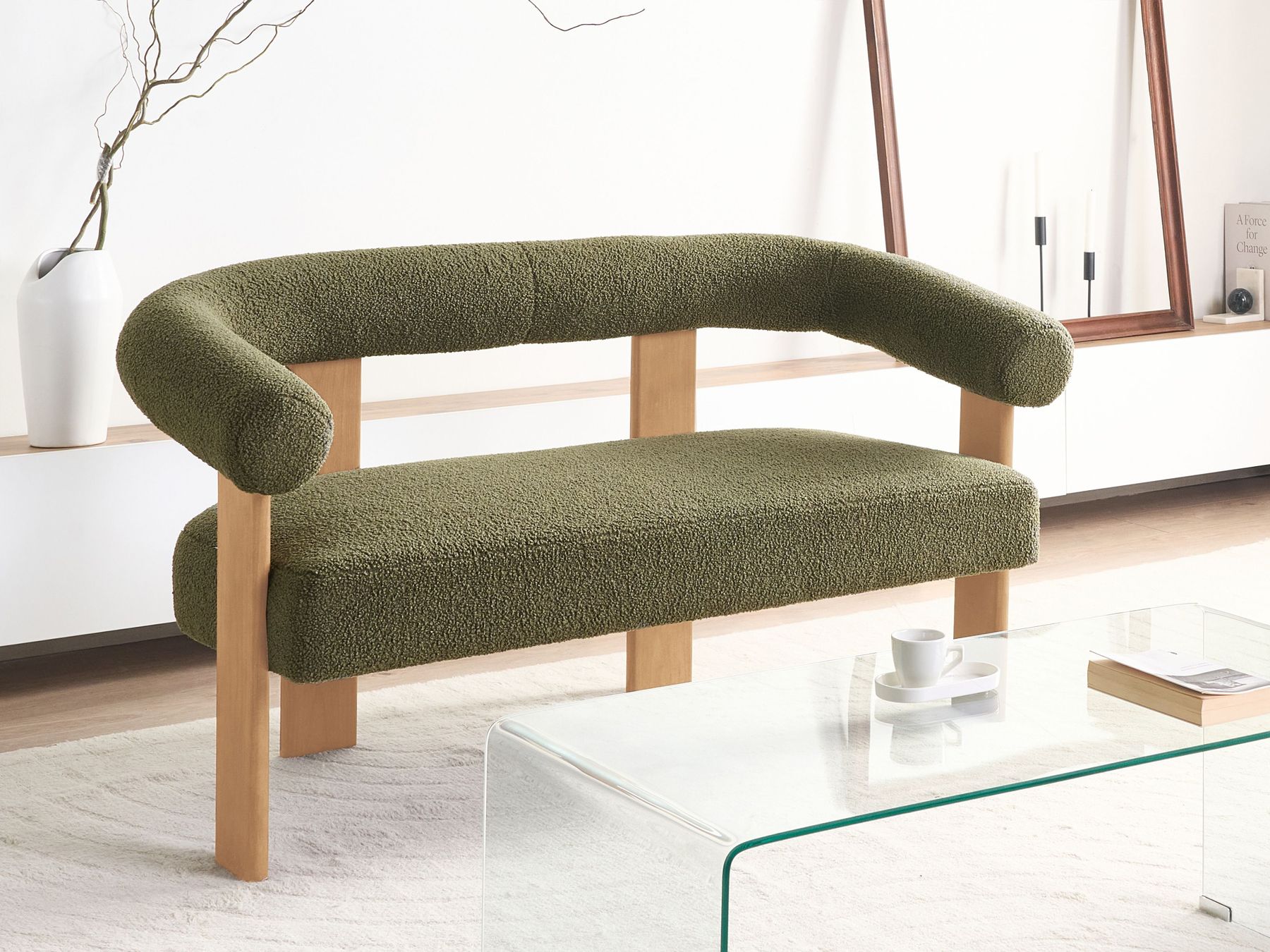 Sofa ILBRO Boucle Green/ Light Brown 2 Seater